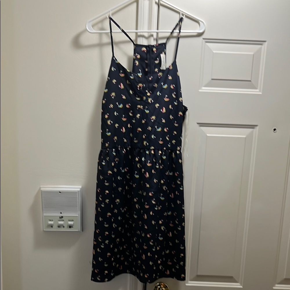 Stylish Navy Dress with Floral Accents